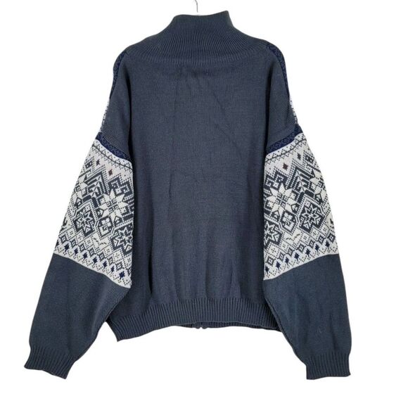 Haband Sweater Jacket Zip-Up Fair Isle Cardigan Mens 3XL Green White Grandpacore - Picture 7 of 15